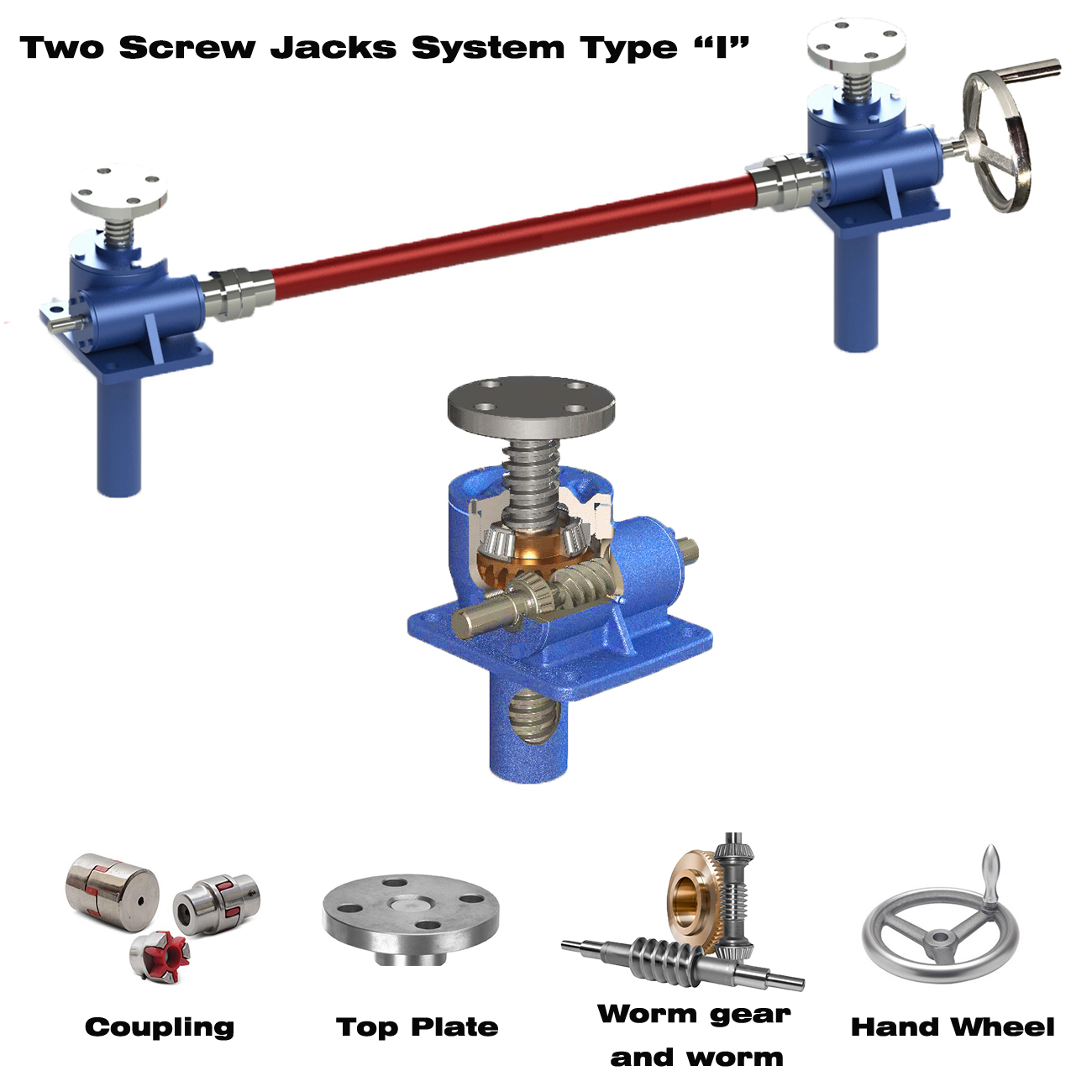 Sell Worm Gear Screw Jack SWL5 Two Screw Jacks Linkage In Manual Screw