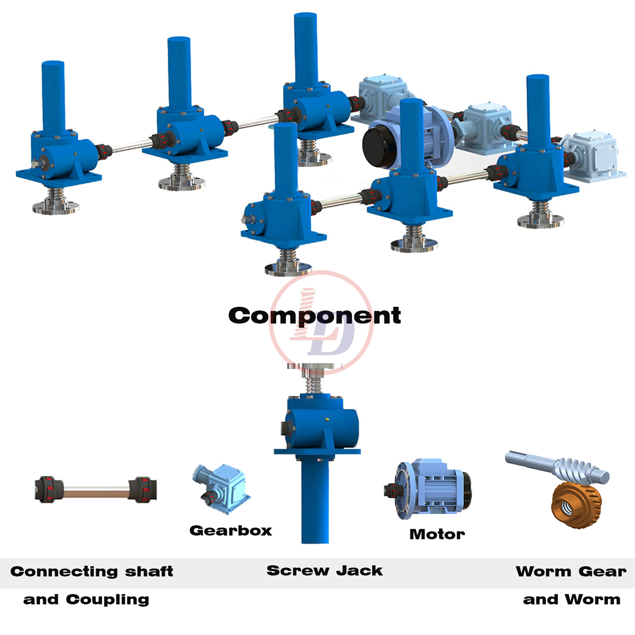 SWL20 ton trapezoid screw jack for screw lift system