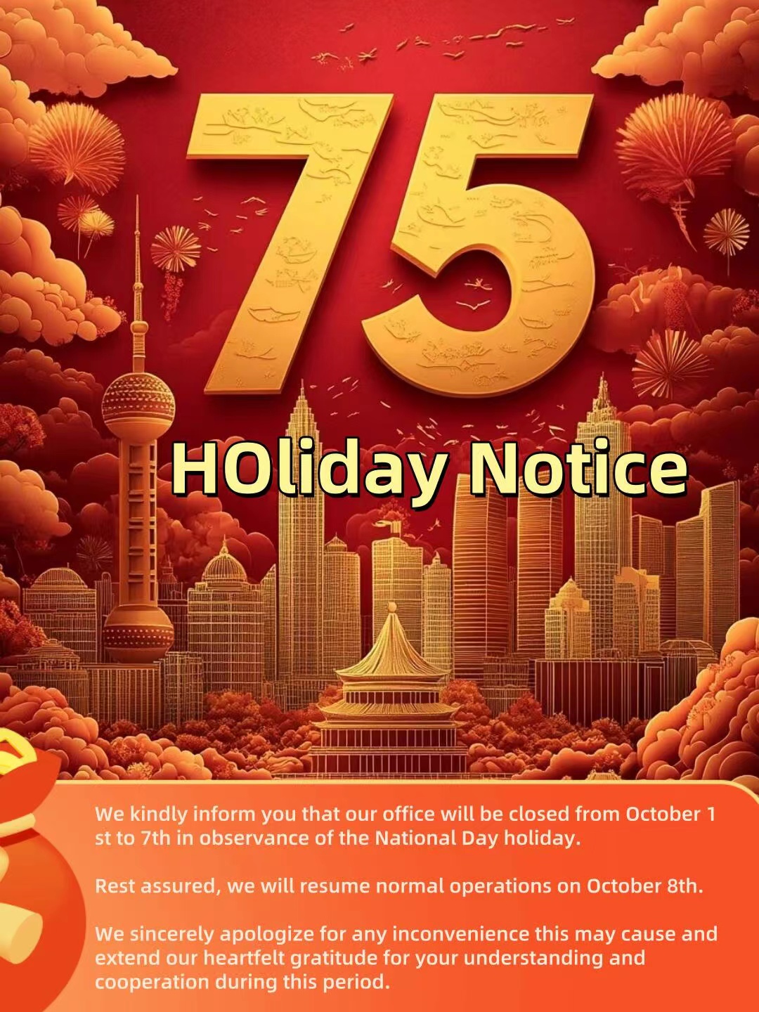 National Day Holiday Notice on 2024