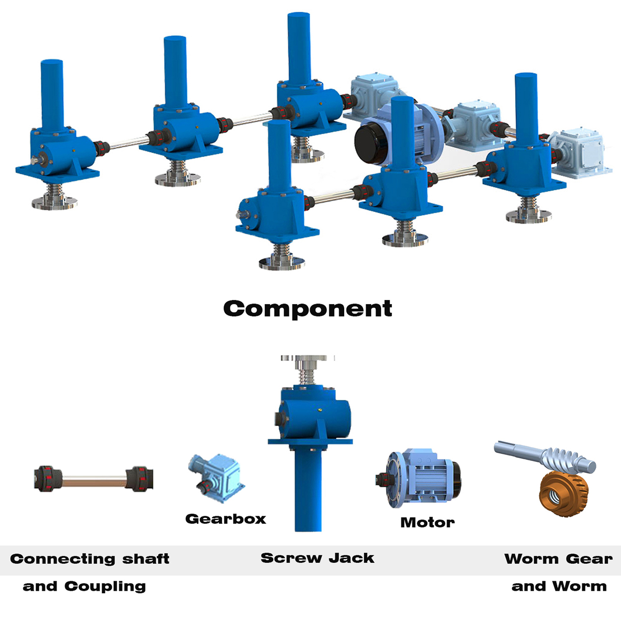 Six screw jacks system SWL20 type U